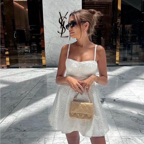 Zara mini dress Crochet Embroidered openwork boho sundress summer - Picture 5 of 16